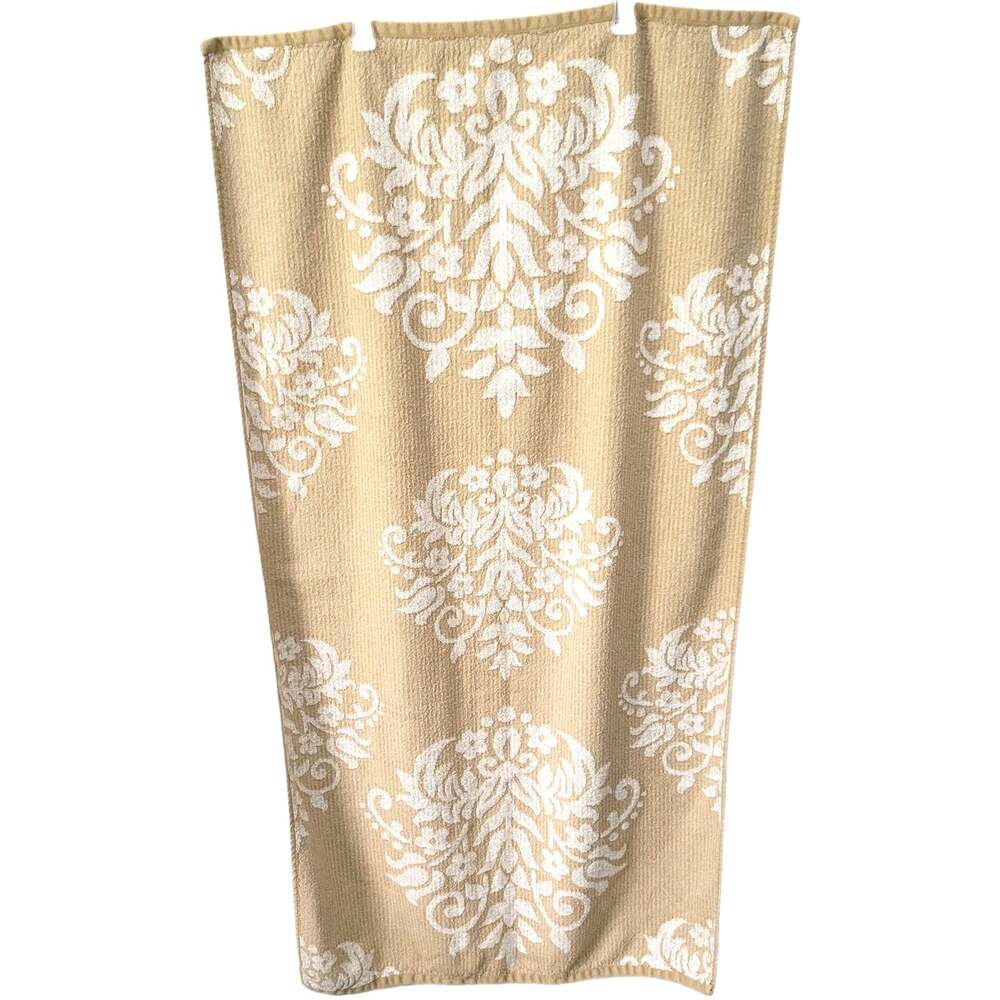 Tahari Home Bath Towel Floral Beige White 26" X 50" Cotton Blend